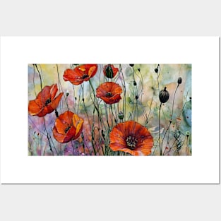 red poppies Posters and Art